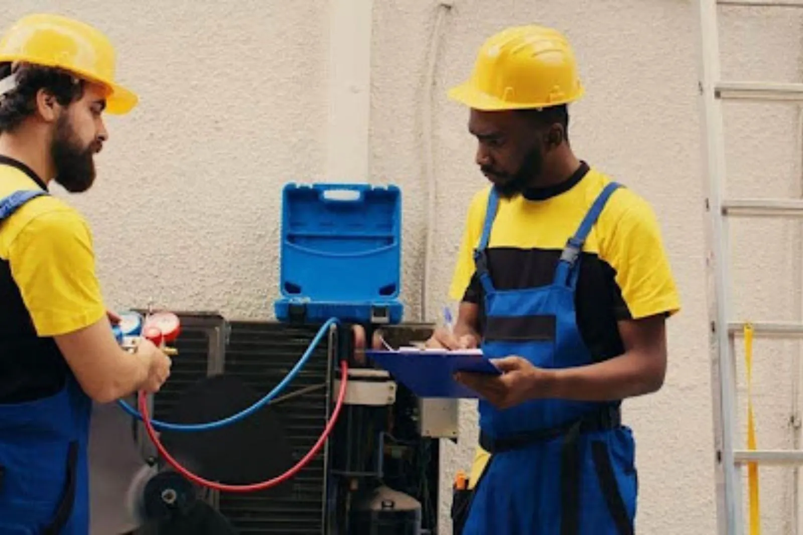 How HVAC Companies Generate Installation Leads and Keep Their Sales Pipeline Full HVAC installation leads turn into booked jobs as technicians inspect an outdoor air conditioning unit at a property.