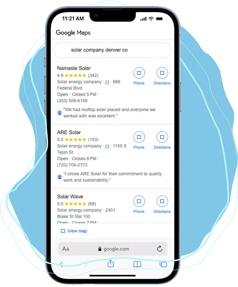 solar company search results digital marketing