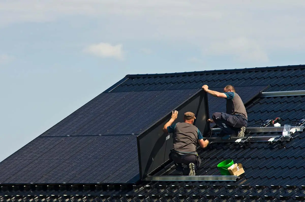 solar panels on black roof